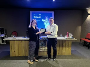 Mônica Saraiva e João Vicente Leite, secretário de Urbanismo e Meio Ambiente de Fortaleza